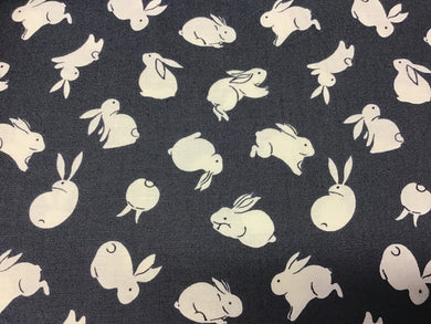Moon Rabbit White Bunnies on Navy