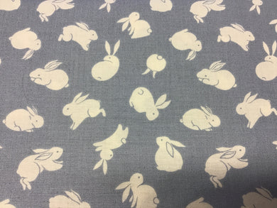 Moon Rabbit White Bunnies on Pale Blue