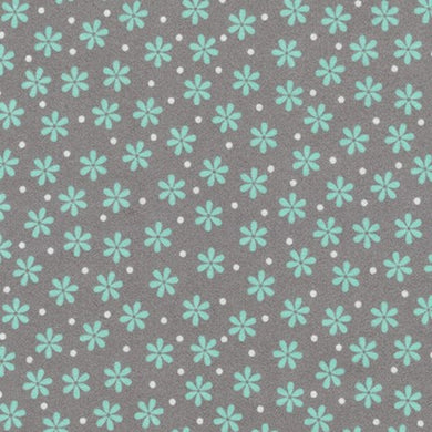 Robert Kaufman Cozy Cotton Flannel Seafoam  Flower on Grey