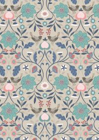 Lewis and Irene Michaelmas Little Bird Floral on Linen