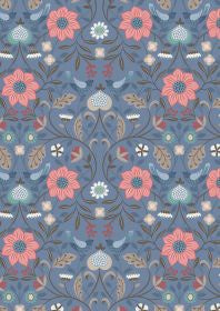 Lewis and Irene Michaelmas Little Bird Floral on Blue
