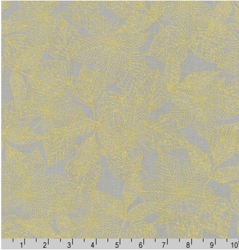 Robert Kaufman Wildwood Grace Taupe Leaves