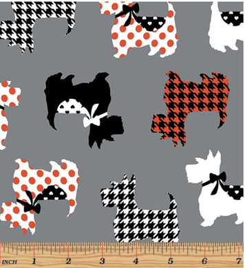 Bernatex Dotty for Scotty Dogs on Grey 7887-11